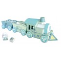 Expositor tren baby azul + 33 cajitas baby azul